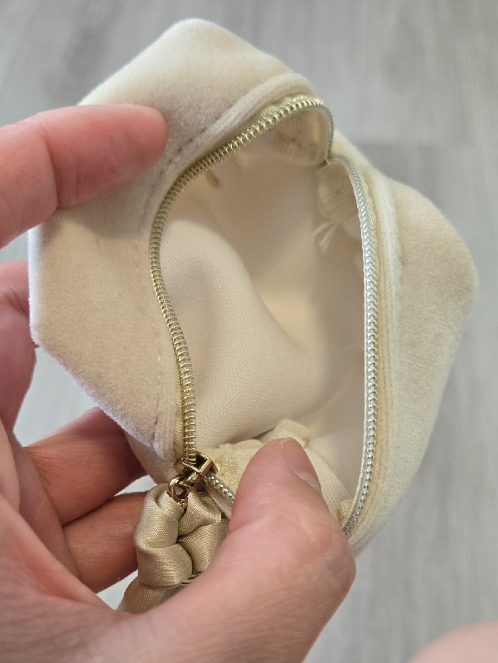 Beige Satin Wristlet Pouch - Picture 4 of 5
